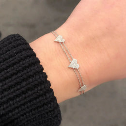 KissICON Bling Heart Charm Bracelet – Double Chain White