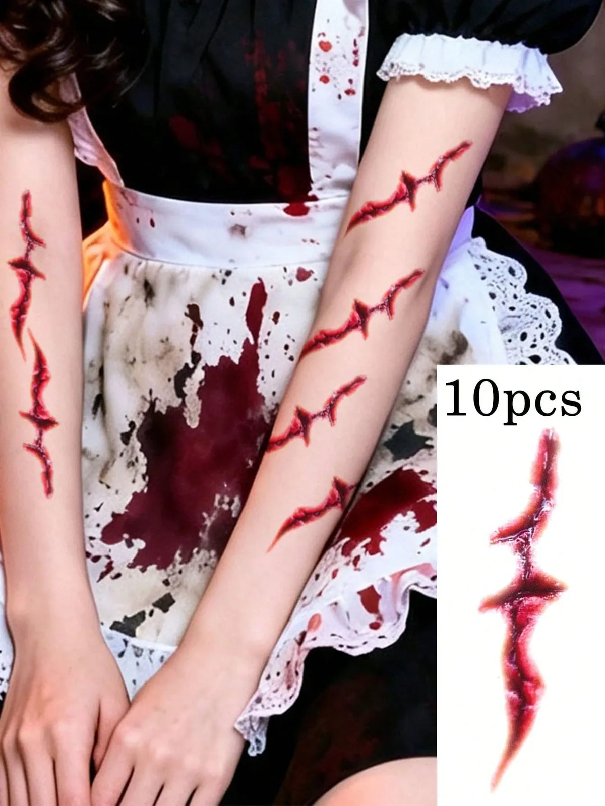 KissICON Bloody Scar and Wound Temporary Halloween Tattoo Stickers Set