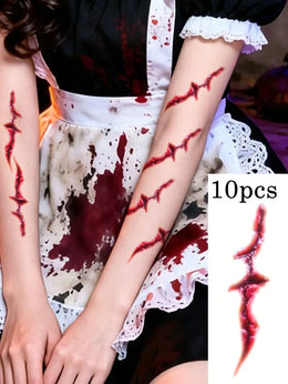 KissICON Bloody Scar and Wound Temporary Halloween Tattoo Stickers Set