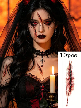 KissICON Bloody Scar and Wound Temporary Halloween Tattoo Stickers Set