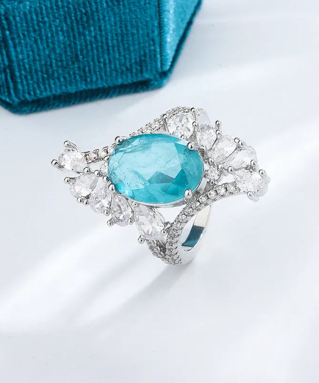 Dropshipman Blue / 10 Paraiba Emerald Zircon Ring 925 Silver For Women Party Gift