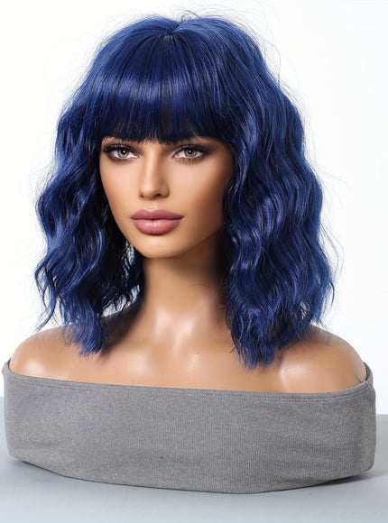 KissICON Blue / 14inch [KissIcon] Colorful Short Straight Wig - Natural Look