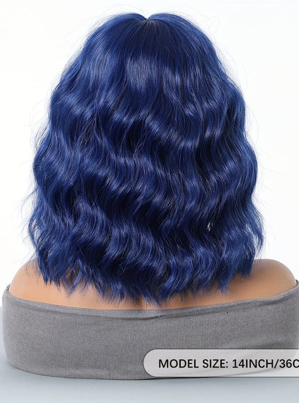 KissICON Blue / 14inch [KissIcon] Colorful Short Straight Wig - Natural Look