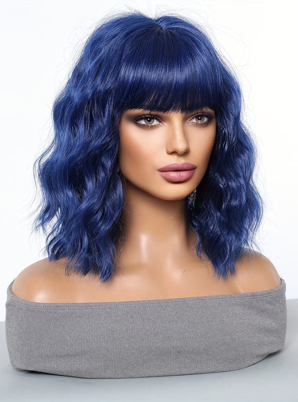 KissICON Blue / 14inch [KissIcon] Colorful Short Straight Wig - Natural Look