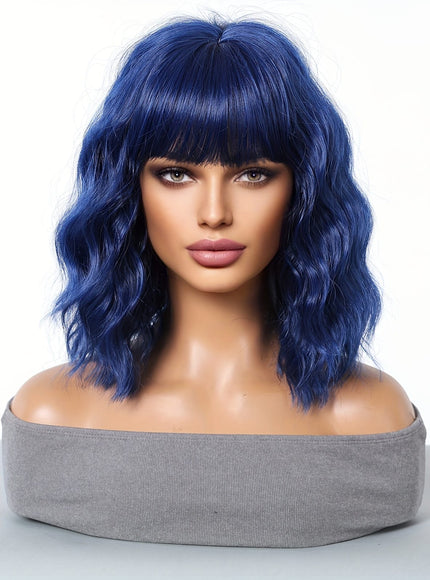 KissICON Blue / 14inch [KissIcon] Colorful Short Straight Wig - Natural Look