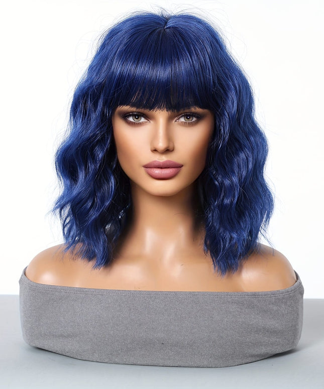 KissICON Blue / 14inch [KissIcon] Colorful Short Straight Wig - Natural Look