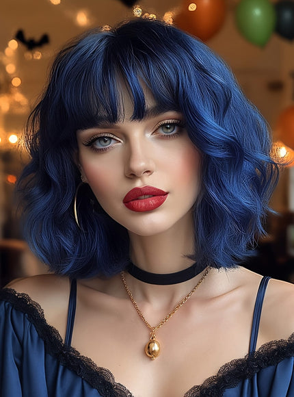 KissICON Blue / 14inch [KissIcon] Colorful Short Straight Wig - Natural Look