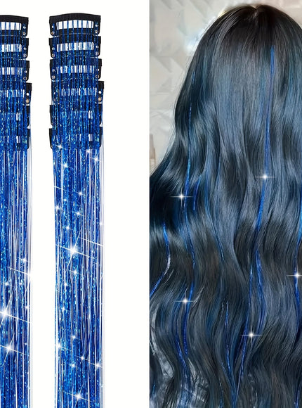 KissICON Blue / 20inch KissIcon Hair Tinsel Clip In Extensions - Heat