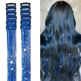 KissICON Blue / 20inch KissIcon Hair Tinsel Clip In Extensions - Heat