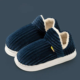 KissICON Blue / 36-37 Winter Warm Indoor Cotton Padded Shoes Women Thicken