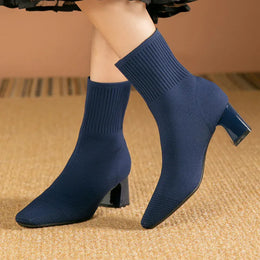 KissICON Blue / 39 / CHINA Women's Boots 2025 New Fashion Pointed Soft Knitted