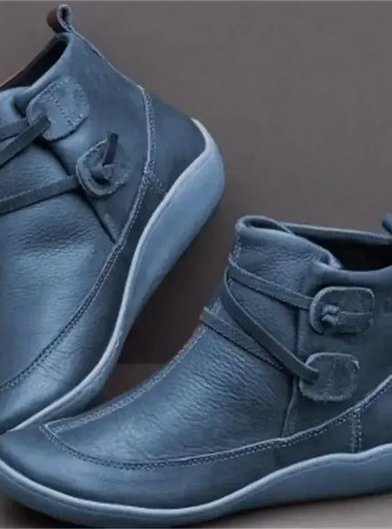KissICON blue / 40 Women Boots Autumn/winter New Flat Bottomed British Style