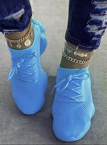 Dropshipman Blue / 42 Women's Sneakers 2024 New Fashion Breathable Trainers Comfortable Sneakers Women Mesh Fabric Lace Up Female Footwear Women Shoes