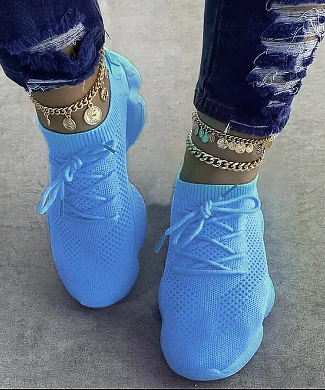Dropshipman Blue / 42 Women's Sneakers 2024 New Fashion Breathable Trainers Comfortable Sneakers Women Mesh Fabric Lace Up Female Footwear Women Shoes