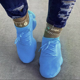 Dropshipman Blue / 42 Women's Sneakers 2024 New Fashion Breathable Trainers Comfortable Sneakers Women Mesh Fabric Lace Up Female Footwear Women Shoes