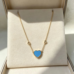KissICON Blue 45cm Heart‑Shaped Jewellery Women's Necklace Bracelet Earrings S925 Silver Plating Rose Gold 5A Zircon High-End Exquisite Party Gift
