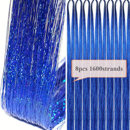 KissICON Blue 48 Inch Silvery Hair Tinsel Kit