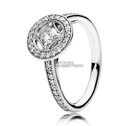 KissICON Blue / 5 Potdemiel 925 Sterling Silver Knotted Heart Symbol Of Love Crystal Ring For Women Wedding Party pandora Jewelry