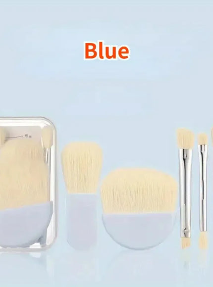 KissICON Blue 6Pcs KissIcon Mini Makeup Brushes Set 6Pcs - Portable