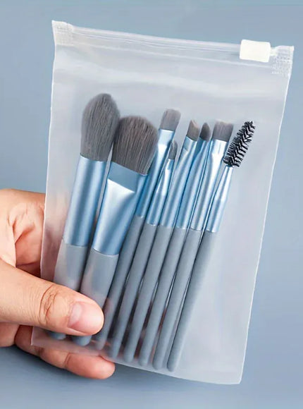 KissICON Blue-A KissIcon Travel Makeup Brush Set 8Pcs with Bag