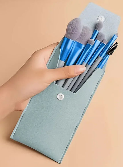 KissICON Blue-B KissIcon Travel Makeup Brush Set 8Pcs with Bag