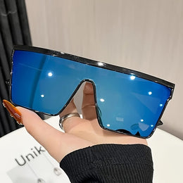 jkthpu-45 Blue Bold Oversized Mirror Sunglasses Reflect Your Style