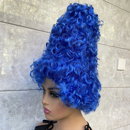 KissICON Blue Deluxe Marge Simpson Theatrical Halloween Costume Beehive Wig Blue Color Cosplay Wigs