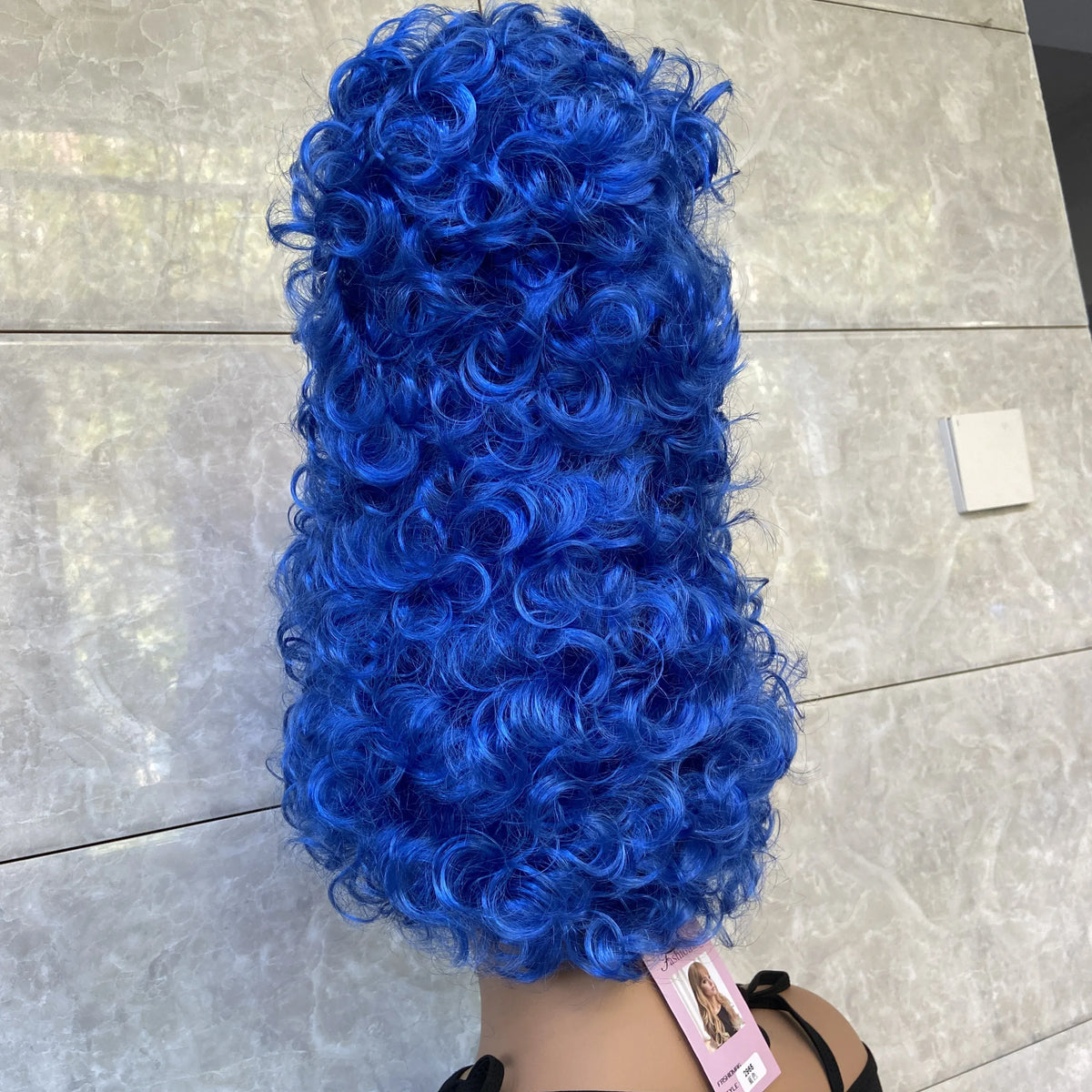 KissICON Blue Deluxe Marge Simpson Theatrical Halloween Costume Beehive Wig Blue Color Cosplay Wigs