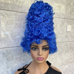 KissICON Blue Deluxe Marge Simpson Theatrical Halloween Costume Beehive Wig Blue Color Cosplay Wigs