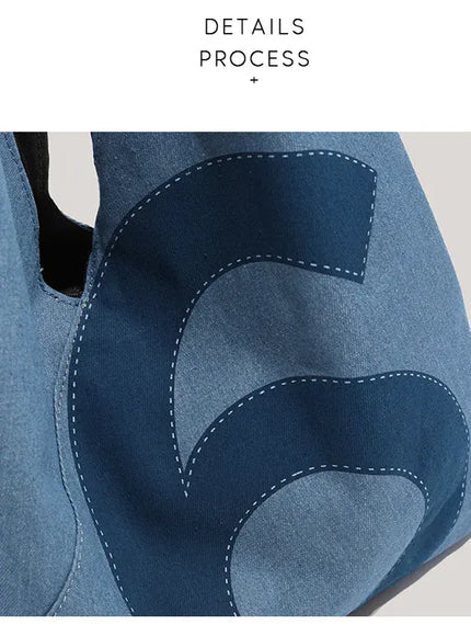 KissICON Blue Denim Shoulder Tote – Purse Adjustable Strap