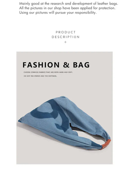 KissICON Blue Denim Shoulder Tote – Purse Adjustable Strap