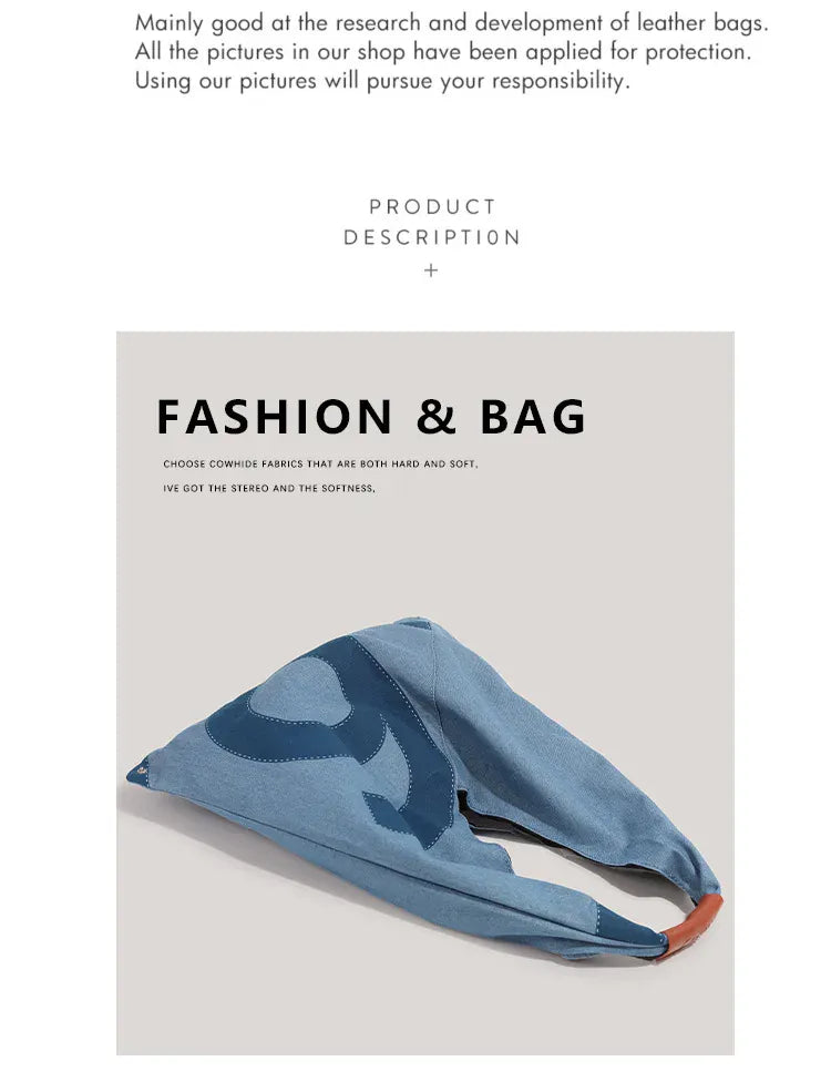 KissICON Blue Denim Shoulder Tote – Purse Adjustable Strap