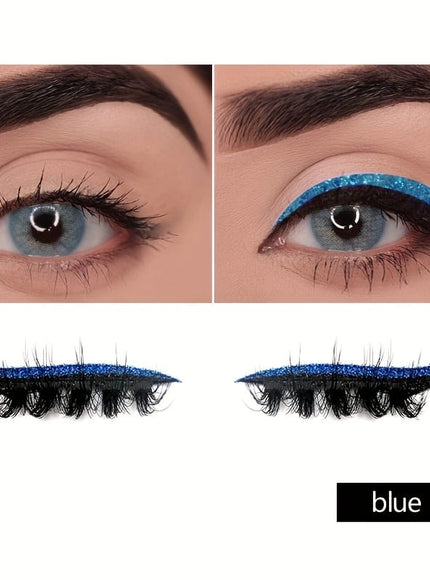 KissICON Blue Eyeliner Eyelash Stickers One Box One Pair 💋 Self-Adhesive Glitter Eyelash Stickers - Waterproof