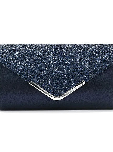 Dropshipman Blue Glitter Bling Envelope Clutch Bag – Shiny Party & Wedding Dinner Handbag