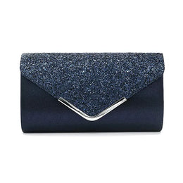 Dropshipman Blue Glitter Bling Envelope Clutch Bag – Shiny Party & Wedding Dinner Handbag