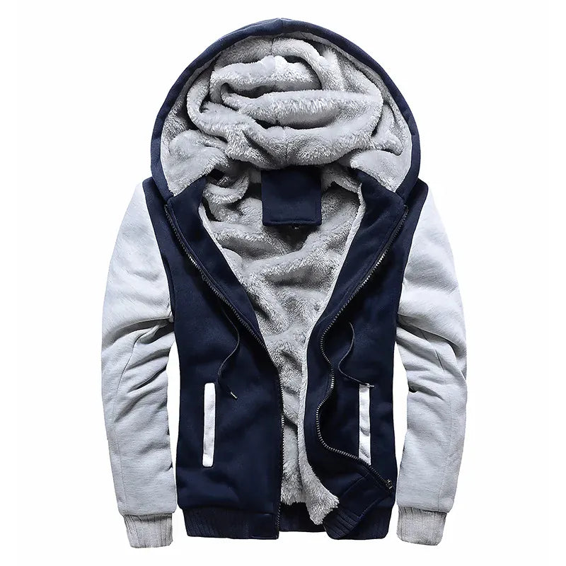 KissICON Blue Grey / XXL Mens Camo Thicken Fleece Lined Winter Streetwear Jacket