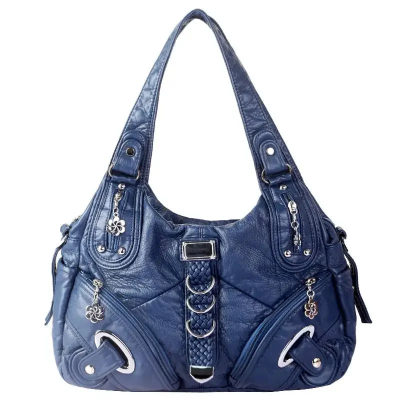 KissICON blue Handbags Shoulder Tote – Top-handle Shopping Pack