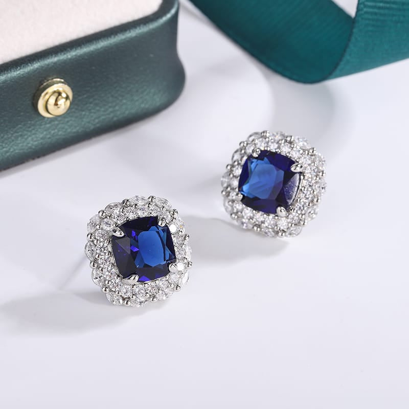 KissICON Blue KissIcon 925 Silver Plated Earrings Blue Zircon Shine