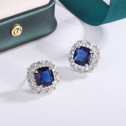 KissICON Blue KissIcon 925 Silver Plated Earrings Blue Zircon Shine