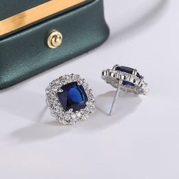 KissICON Blue KissIcon 925 Silver Plated Earrings Blue Zircon Shine