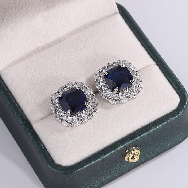 KissICON Blue KissIcon 925 Silver Plated Earrings Blue Zircon Shine