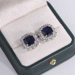KissICON Blue KissIcon 925 Silver Plated Earrings Blue Zircon Shine