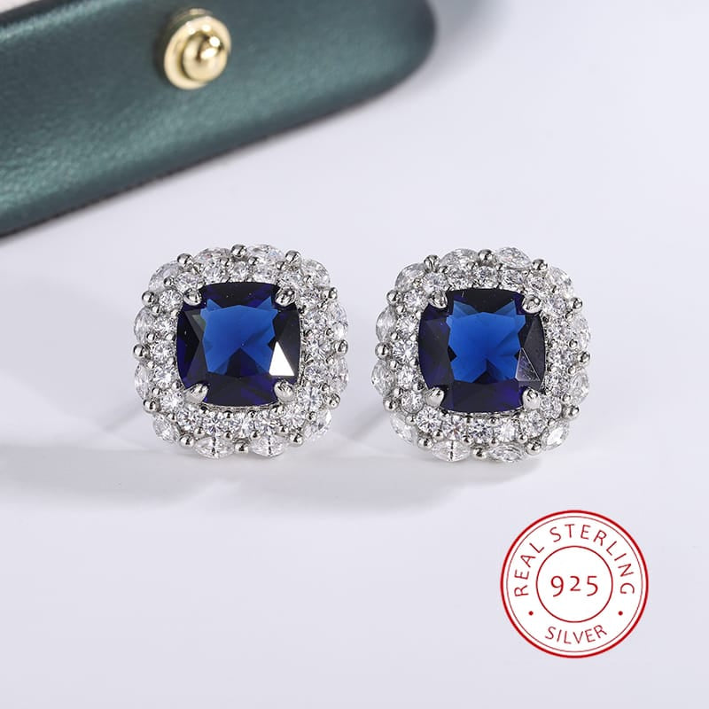 KissICON Blue KissIcon 925 Silver Plated Earrings Blue Zircon Shine