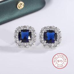 KissICON Blue KissIcon 925 Silver Plated Earrings Blue Zircon Shine