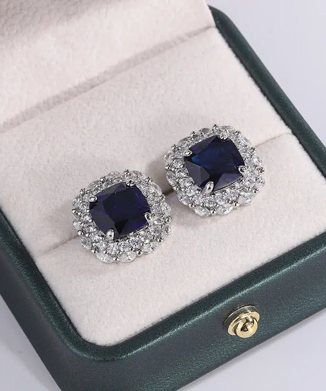 KissICON Blue KissIcon 925 Silver Plated Earrings Blue Zircon Shine