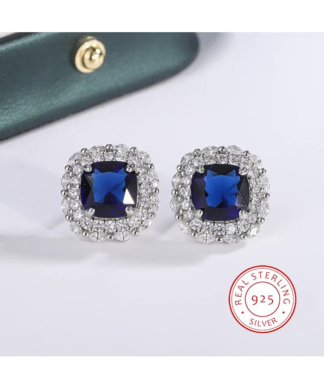 KissICON Blue KissIcon 925 Silver Plated Earrings Blue Zircon Shine