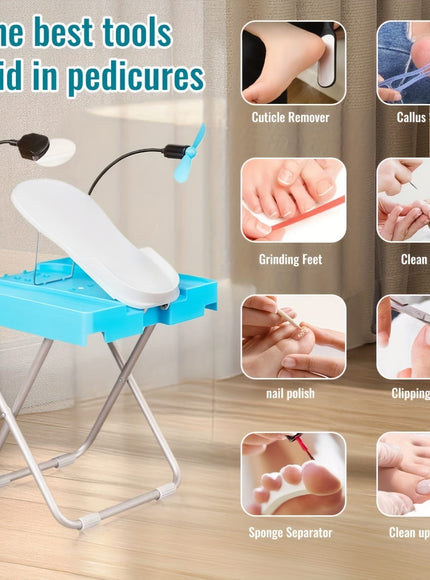 KissICON Blue KissIcon ABS Pedicure Stool With LED Magnifier And