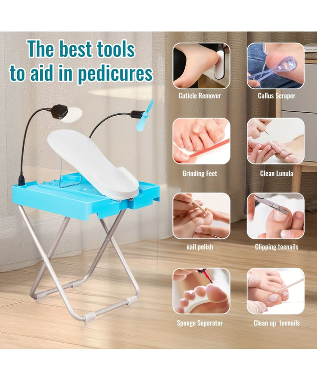 KissICON Blue KissIcon ABS Pedicure Stool With LED Magnifier And