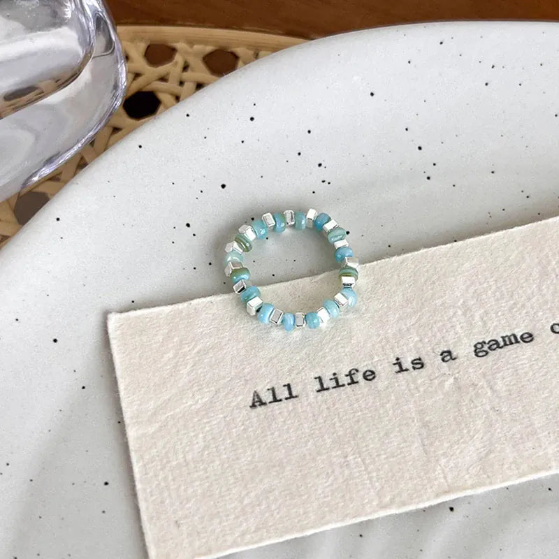 KissICON Blue Kissicon Colorful Beaded Ring – Irregular Beads Gift