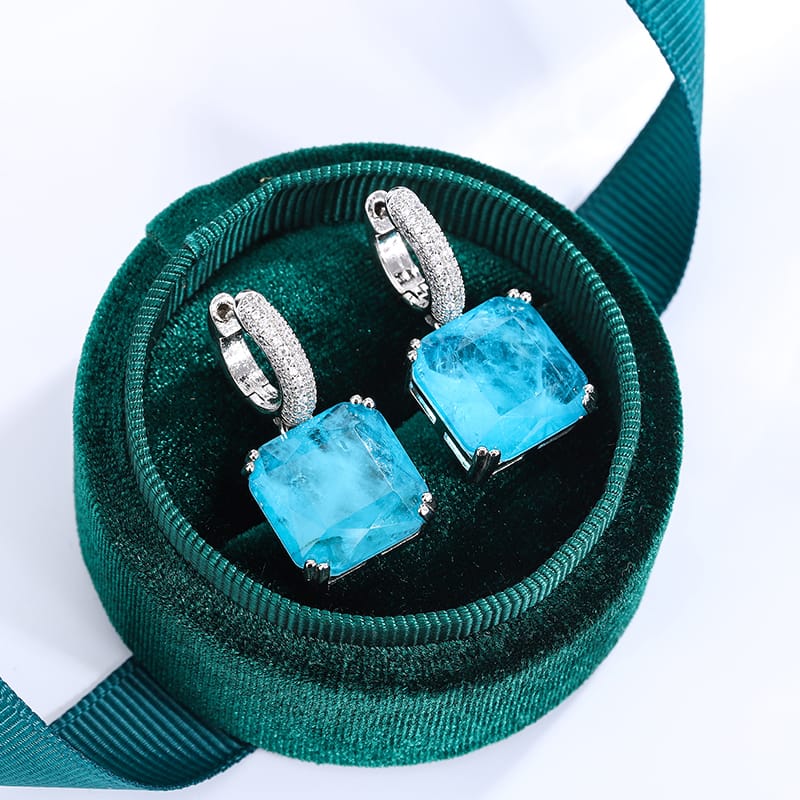 KissICON Blue KissIcon Emerald Paraiba Stud Earrings - Sparkling Jewelry